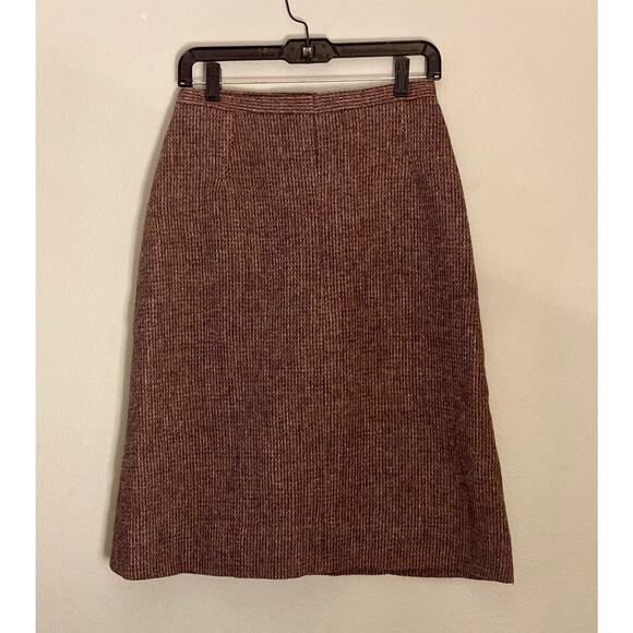 Harris Tweed Pencil Skirt Vintage Brown Blue Fabulous Classic Elegance Sz 12 M - Picture 6 of 9